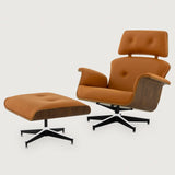 MO-90 Mid-Century Lounge Chair & Ottoman (Caramel Leather) - Discontinued