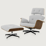 MO-90 Mid-Century Lounge Chair & Ottoman (Diamond White Leather) - Outlet #23