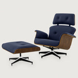 MO-90 Mid-Century Lounge Chair & Ottoman (Oxford Blue Leather)