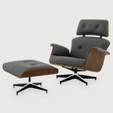 MO-90 Mid-Century Lounge Chair & Ottoman (Wayward Grey Leather) - Outlet #16