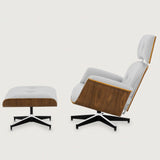 MO-90 Mid-Century Lounge Chair & Ottoman (Diamond White Leather) - Outlet #23