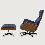 MO-90 Mid-Century Lounge Chair & Ottoman (Oxford Blue Leather)