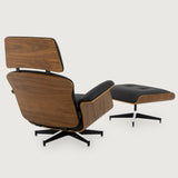 MO-90 Mid-Century Lounge Chair & Ottoman (Ebony Black Leather)