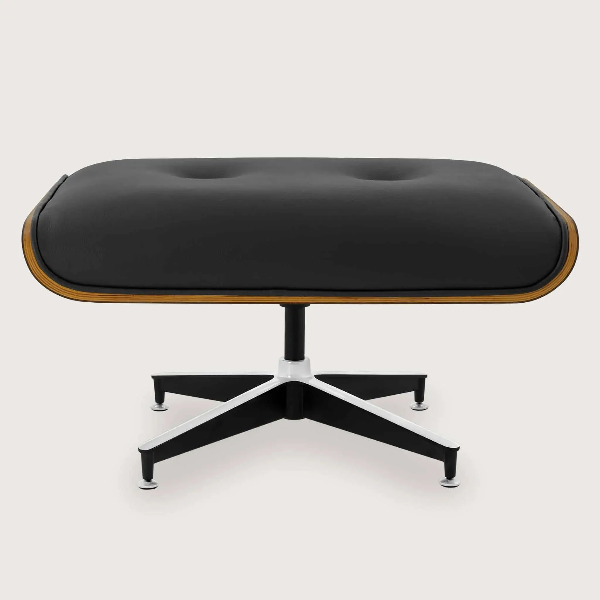 Royal Ebony Black Leather Lounge Stool 01