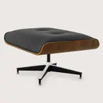 Royal Ebony Black Leather Lounge Stool 02